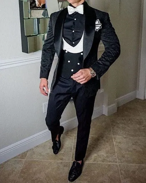 2023 italian Design Men Black Smoking Tuxedo Jacket suit