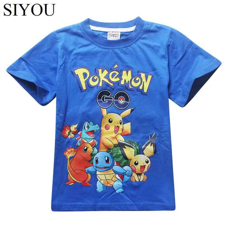 2Y-10Y Boys Girls Pokemon Go T shrit Kids 100% Cotton T-shirts Short sleeve Children Boys Tops Sports Tee Shirts Summer Clothing