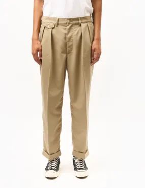 Beams Plus 2 Pleats Trousers (PE Twill) - Sand
