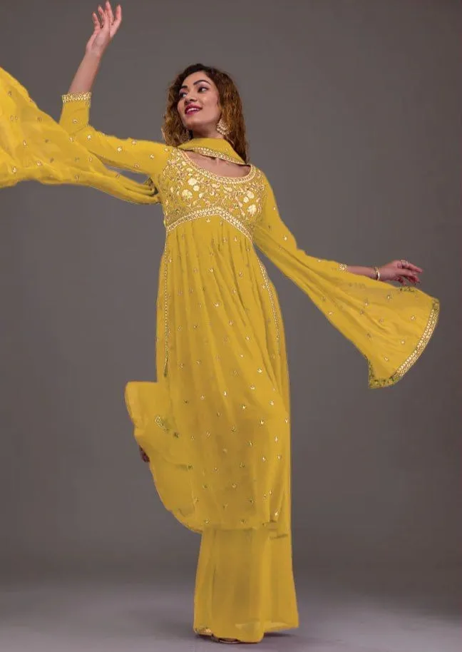 Beautiful Designer Yd 005 Georgette Readymade Plazzo Style Suits