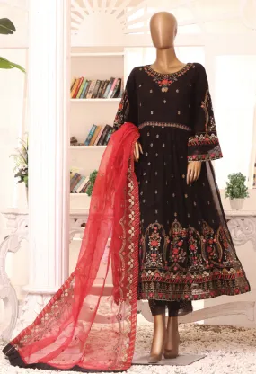 Bin Saeed Stitched 2 Piece Formal Embroidered Chiffon Collection'2022-ZEFC-0012-Black