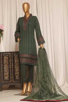 Bin Saeed Stitched 3 Piece Emb Chiffon Formal Collection'2023-ZEFC-2010-Green