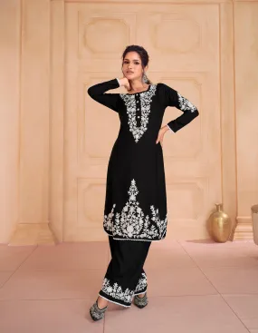 Black & White Chikankari Kurti with Heavy Embroidered Dupatta