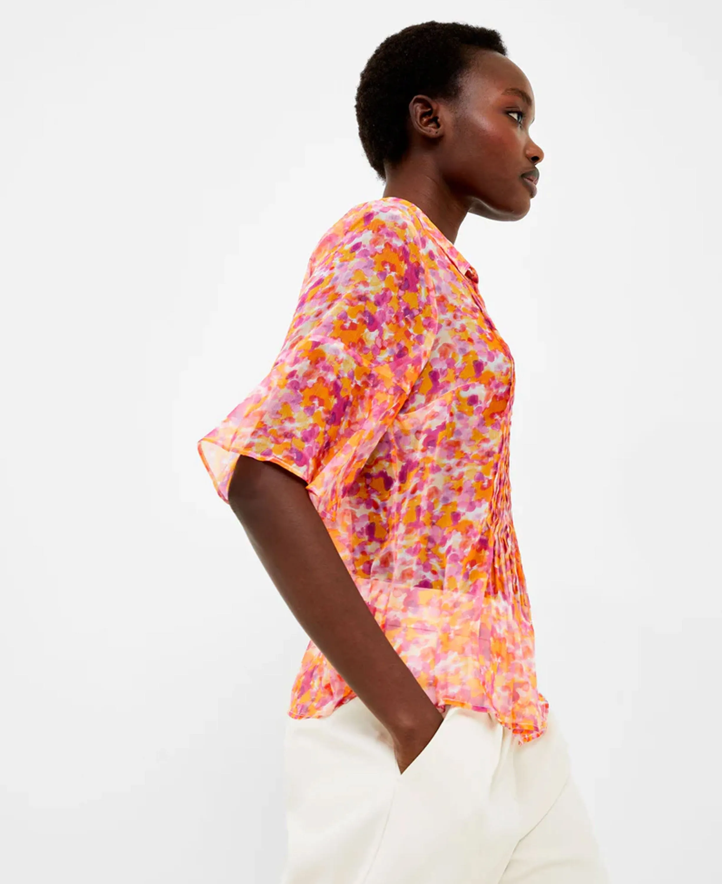 Cass Hallie Crinkle Shirt - Persimmon
