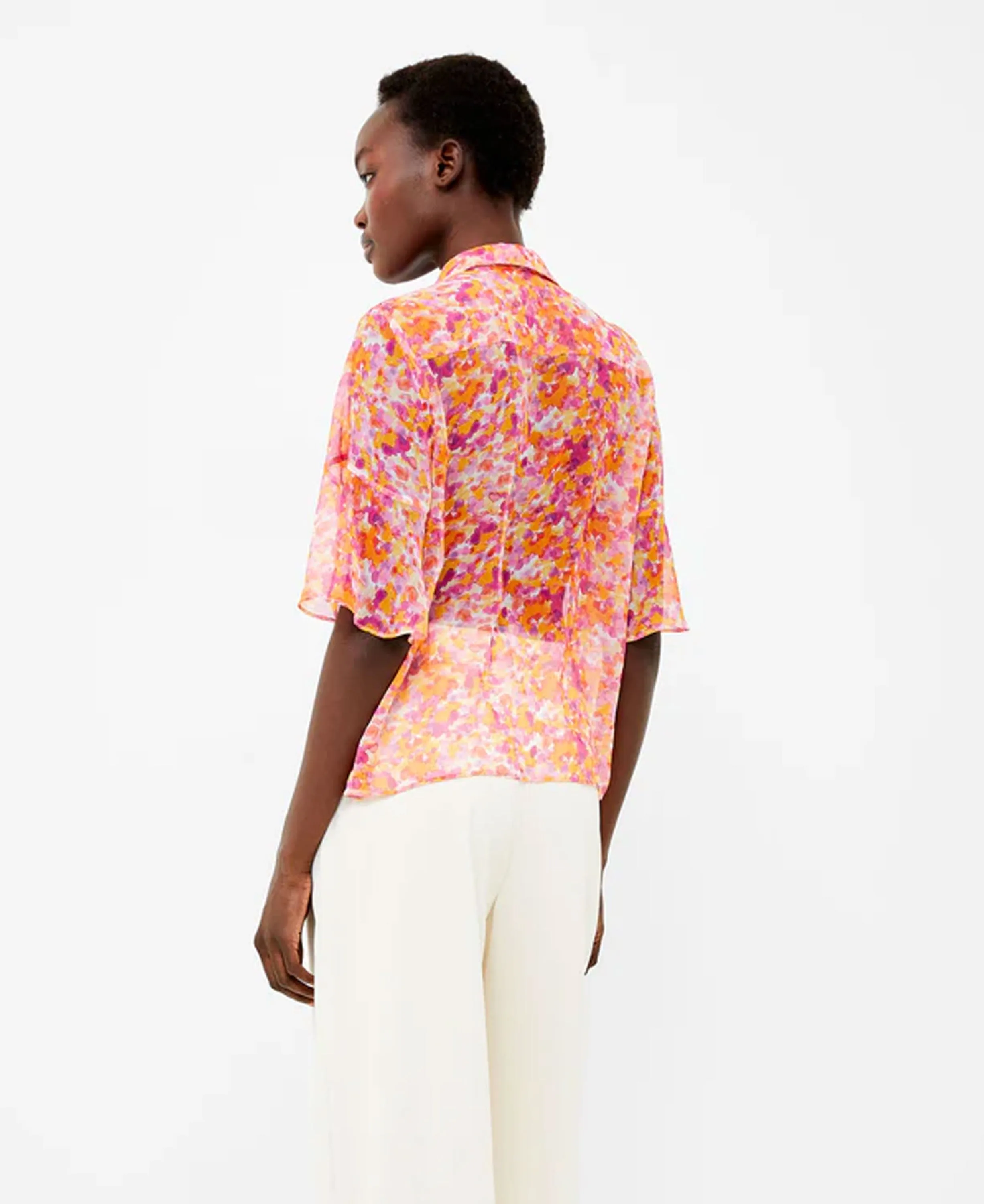 Cass Hallie Crinkle Shirt - Persimmon