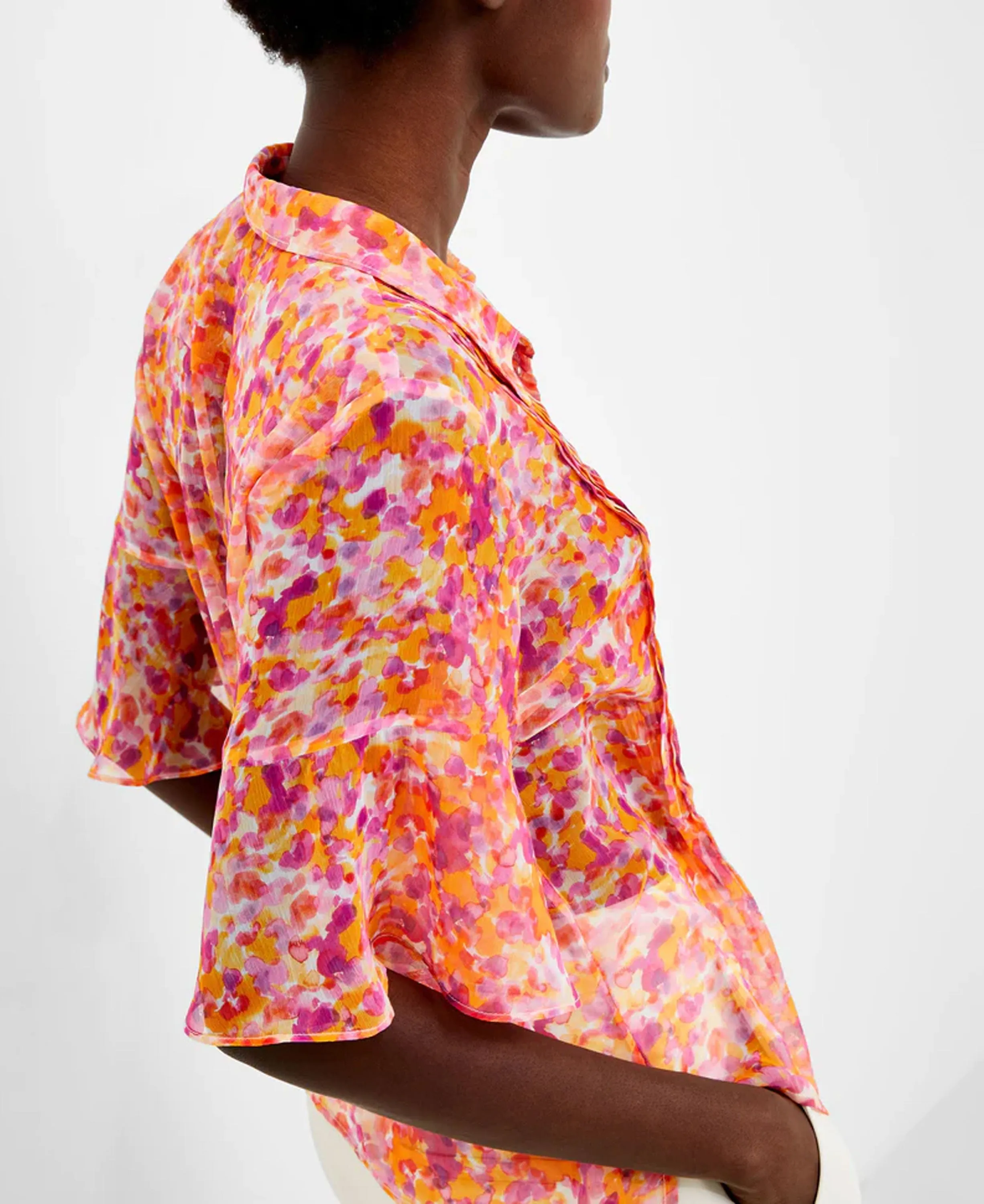 Cass Hallie Crinkle Shirt - Persimmon