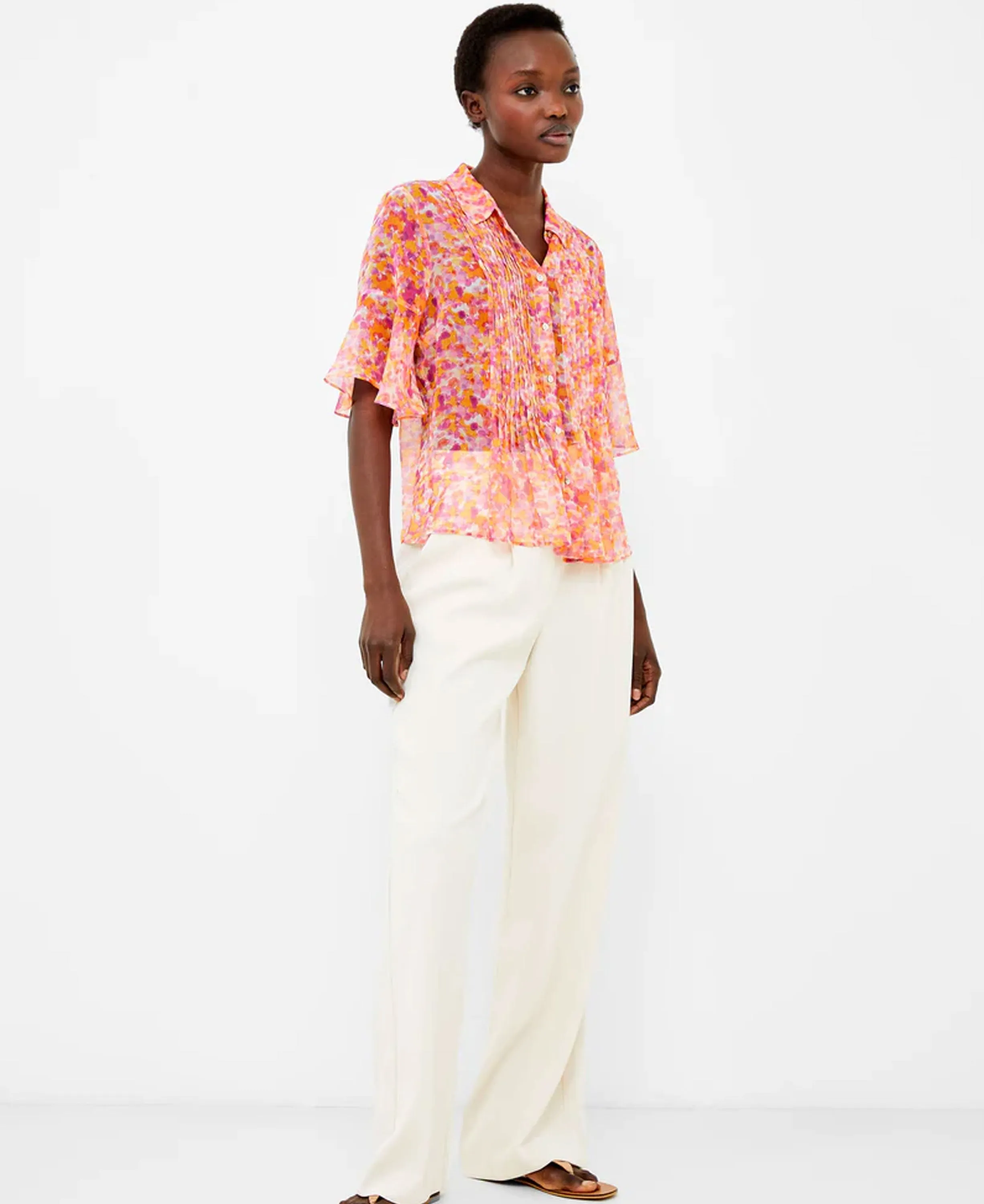 Cass Hallie Crinkle Shirt - Persimmon