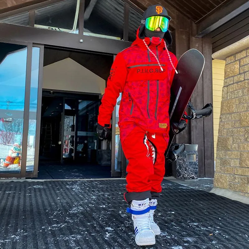 Dawnski Men's P-40 Fighter & Shark Conjoined One Piece Snowboard Suits