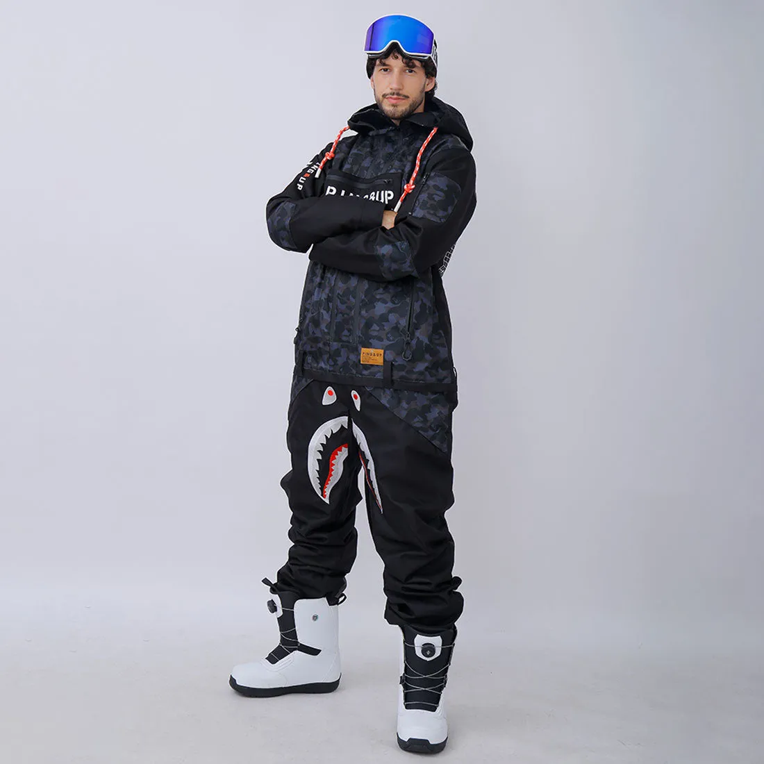 Dawnski Men's P-40 Fighter & Shark Conjoined One Piece Snowboard Suits