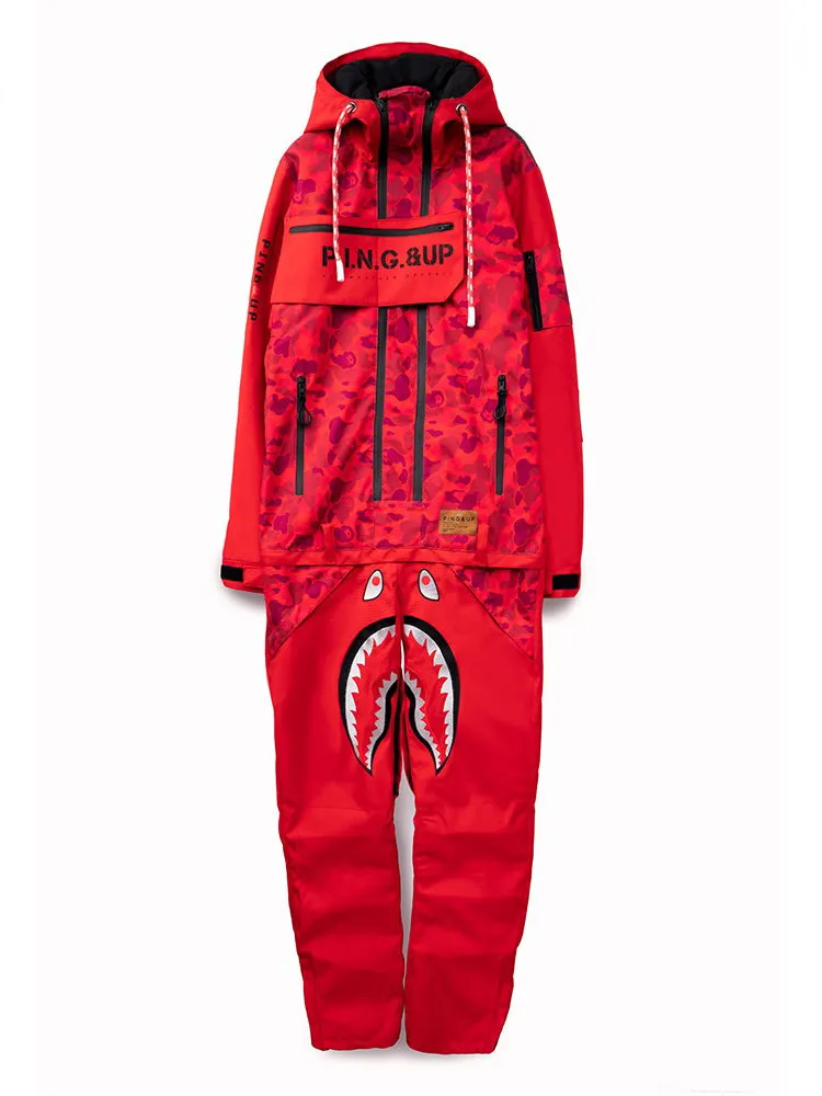 Dawnski Men's P-40 Fighter & Shark Conjoined One Piece Snowboard Suits