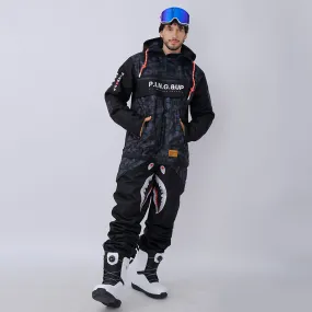Dawnski Men's P-40 Fighter & Shark Conjoined One Piece Snowboard Suits