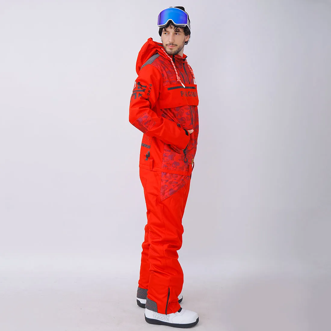 Dawnski Men's P-40 Fighter & Shark Conjoined One Piece Snowboard Suits