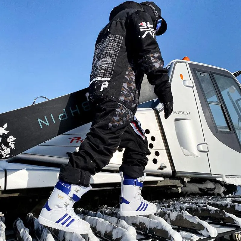 Dawnski Men's P-40 Fighter & Shark Conjoined One Piece Snowboard Suits