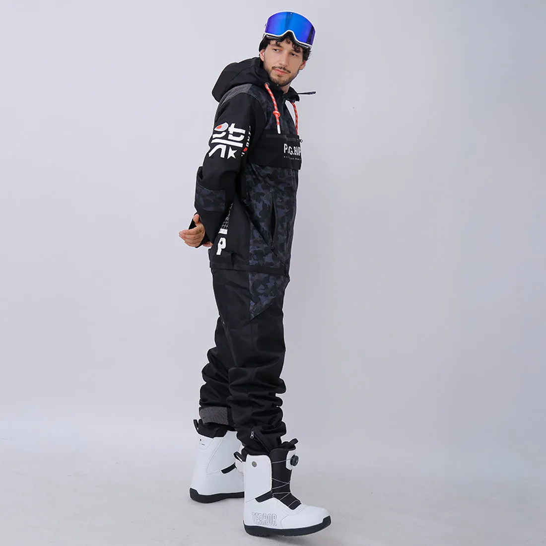 Dawnski Men's P-40 Fighter & Shark Conjoined One Piece Snowboard Suits