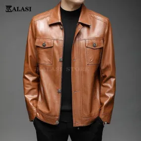Dress Suit Coat Mens Jackets Lapel Business Leather Jackets Men Pu Blazers New Korean Style Slim Fashion Leather Coat Streetwear