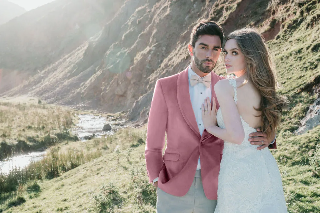 Dusty Rose Venice Velvet Slim Fit Tuxedos