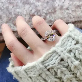 Elegant Silver-Tone Alloy Ring with Cubic Zirconia
