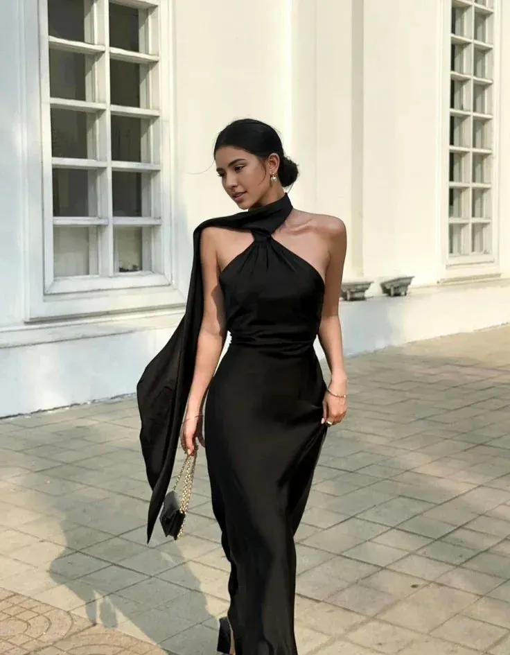 Formal Wear Dresses Elegant Black Halter Backless Long Evening Dress Prom Dresses Shops Formal Women's Dresses