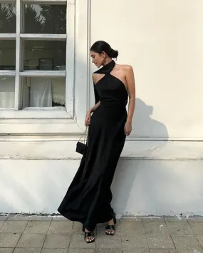 Formal Wear Dresses Elegant Black Halter Backless Long Evening Dress Prom Dresses Shops Formal Women's Dresses