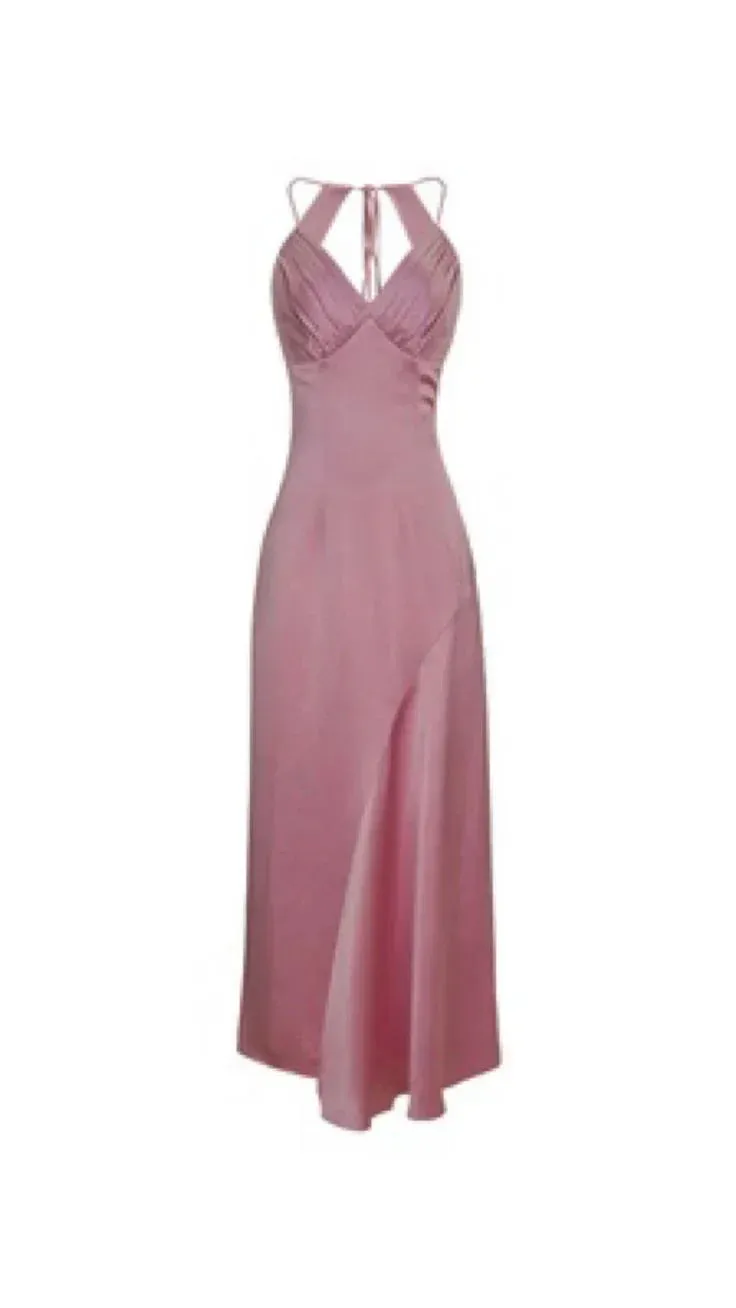 Formal Wear Dresses Pink V Neck Satin Long Prom Dress Wedding Guest Dress Prom Dresses Shops Formal Women's Dresses