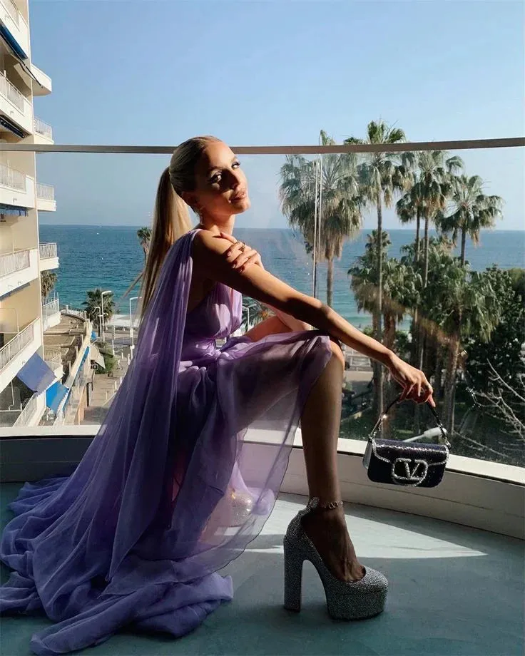 Formal Wear Dresses Purple V Neck A-Line Elegant Long Party Dress Prom Dresses Shops Formal Women's Dresses