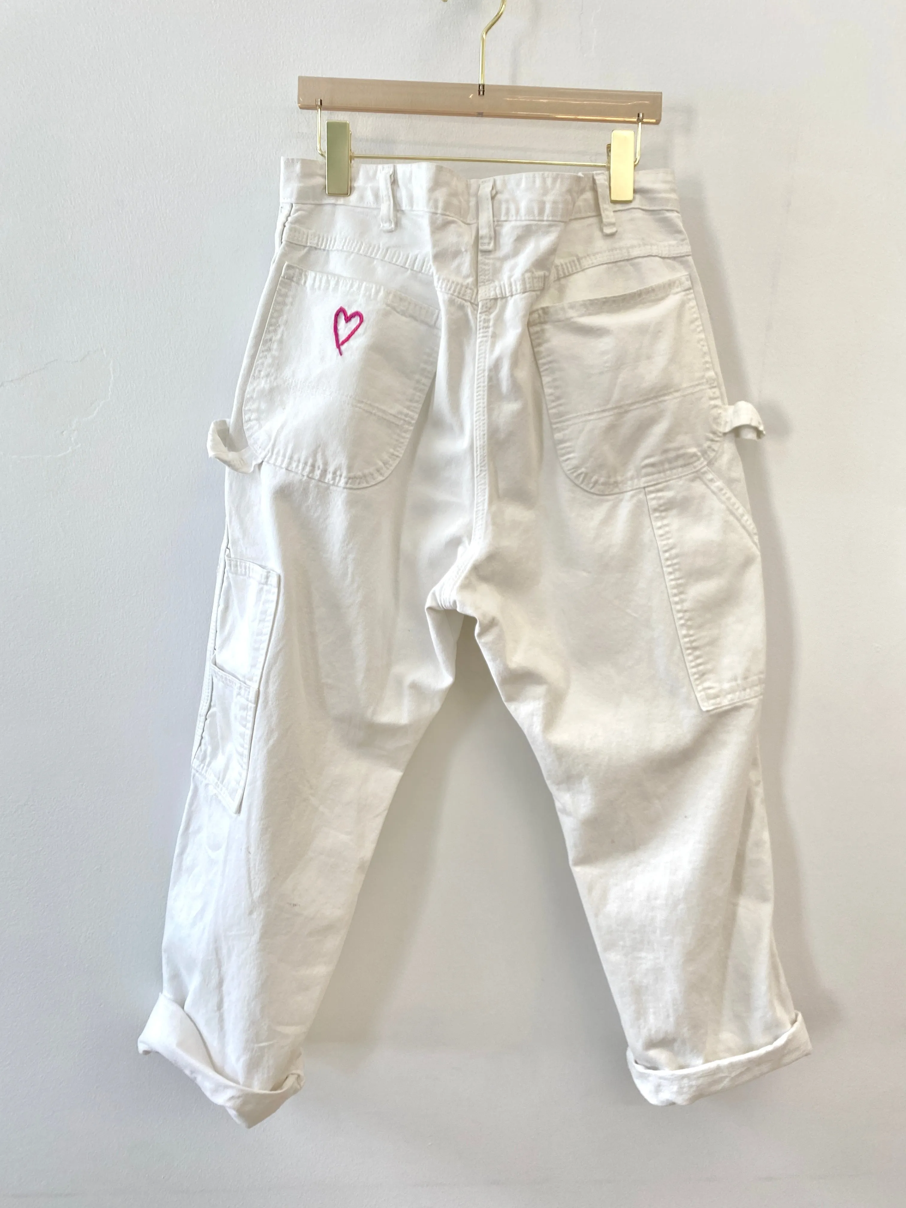 Hand Embroidered Missing Alien Heart Pants (Reworked)
