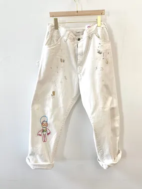 Hand Embroidered Missing Alien Heart Pants (Reworked)