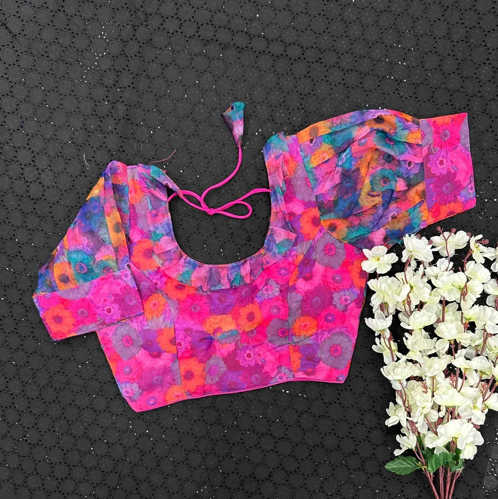 Havy Orgnza with Beautiful Digital Print Blouse