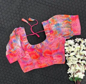 Havy Orgnza with Beautiful Digital Print Blouse