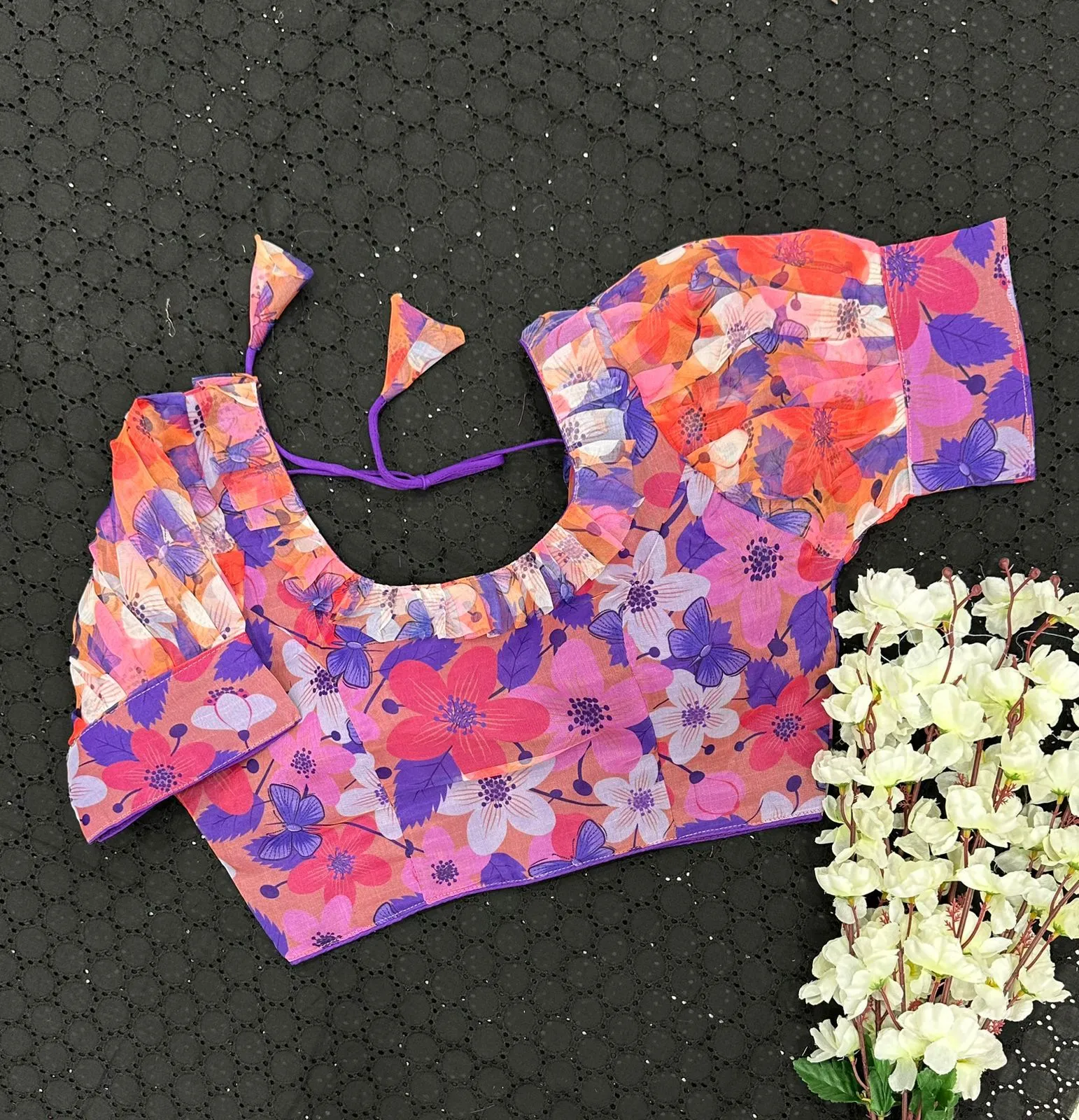 Havy Orgnza with Beautiful Digital Print Blouse