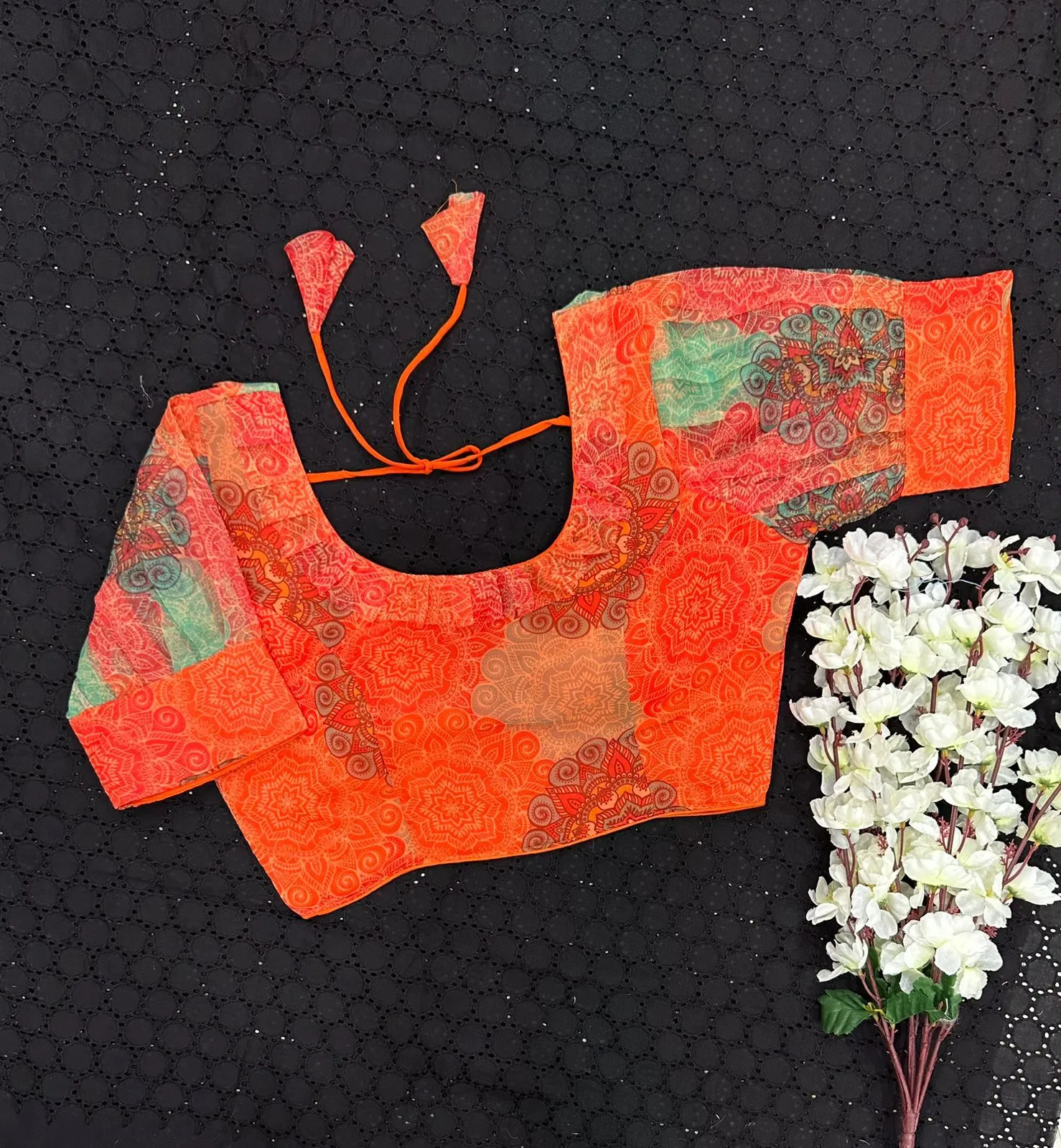 Havy Orgnza with Beautiful Digital Print Blouse