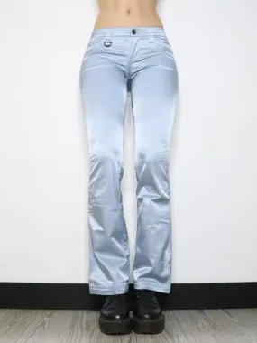 Ice Blue Satin Flare Pants (Small) 