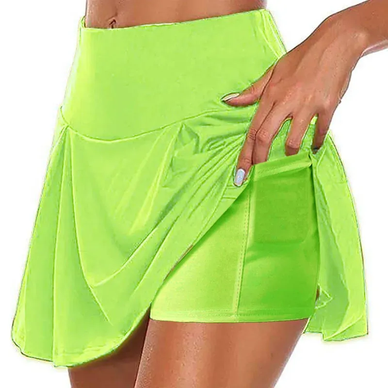 LVSANW 2024 Summer New Solid Color Pocket Leisure Fake Two-Piece Trouser Skirt Mid-Waist Skirt Sexy Fashion Simple Style Hot Lady