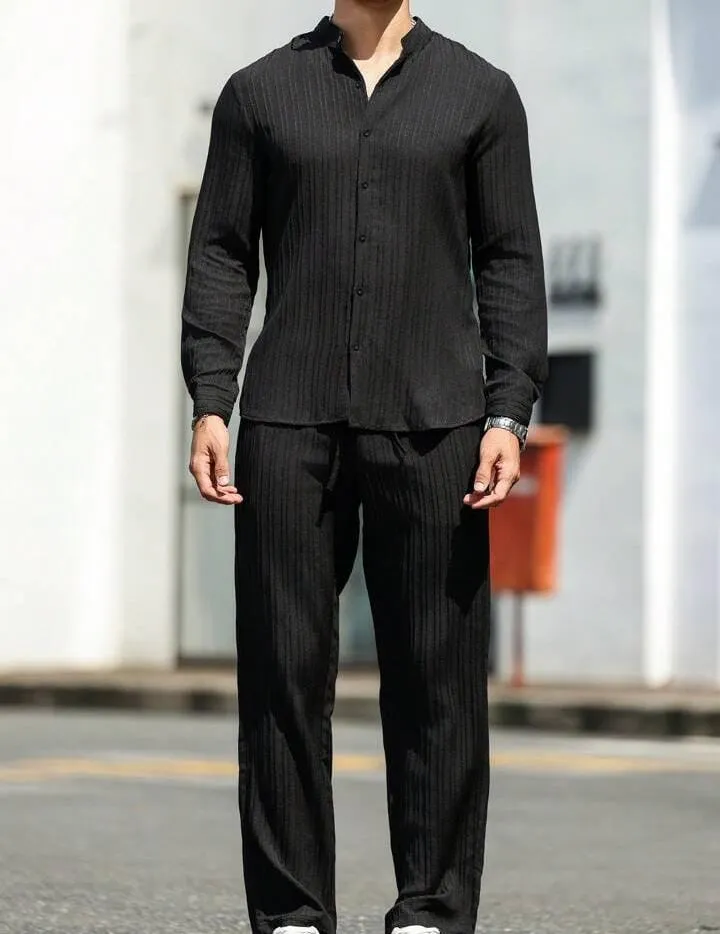 Men's Long Sleeve Shirt And Pants Set   S496317