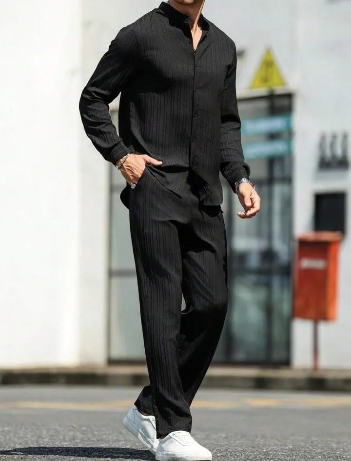 Men's Long Sleeve Shirt And Pants Set   S496317