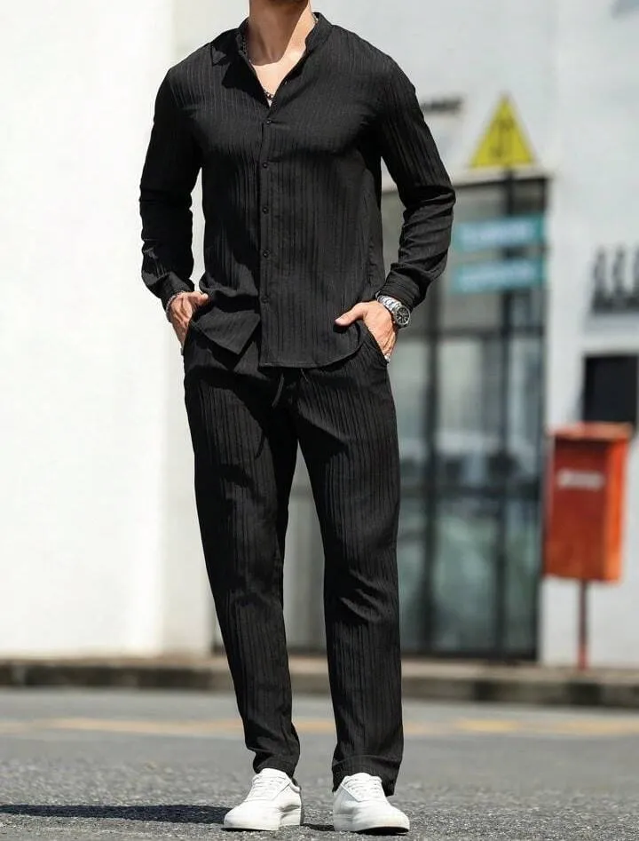 Men's Long Sleeve Shirt And Pants Set   S496317