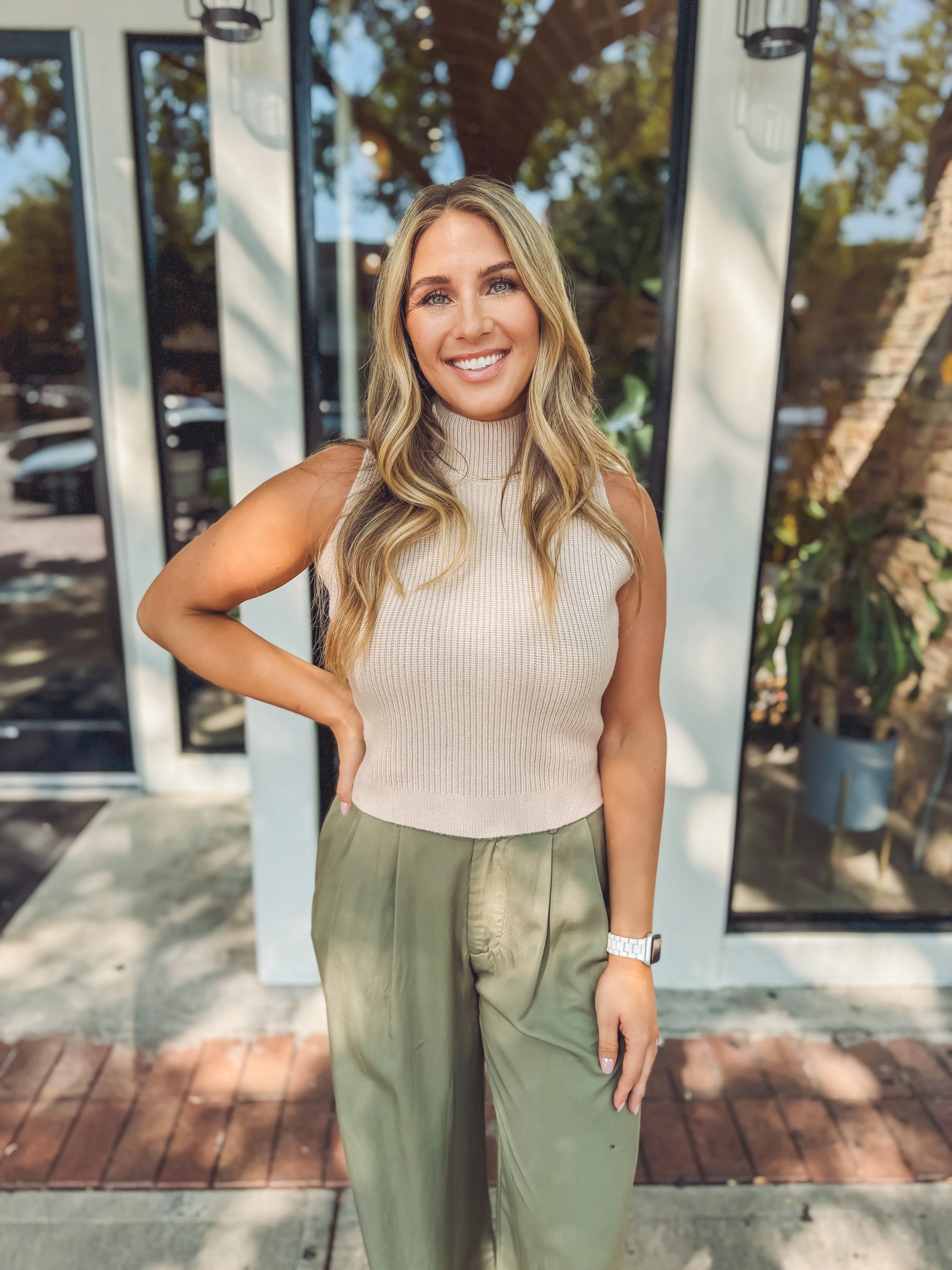 Olive pleat pants