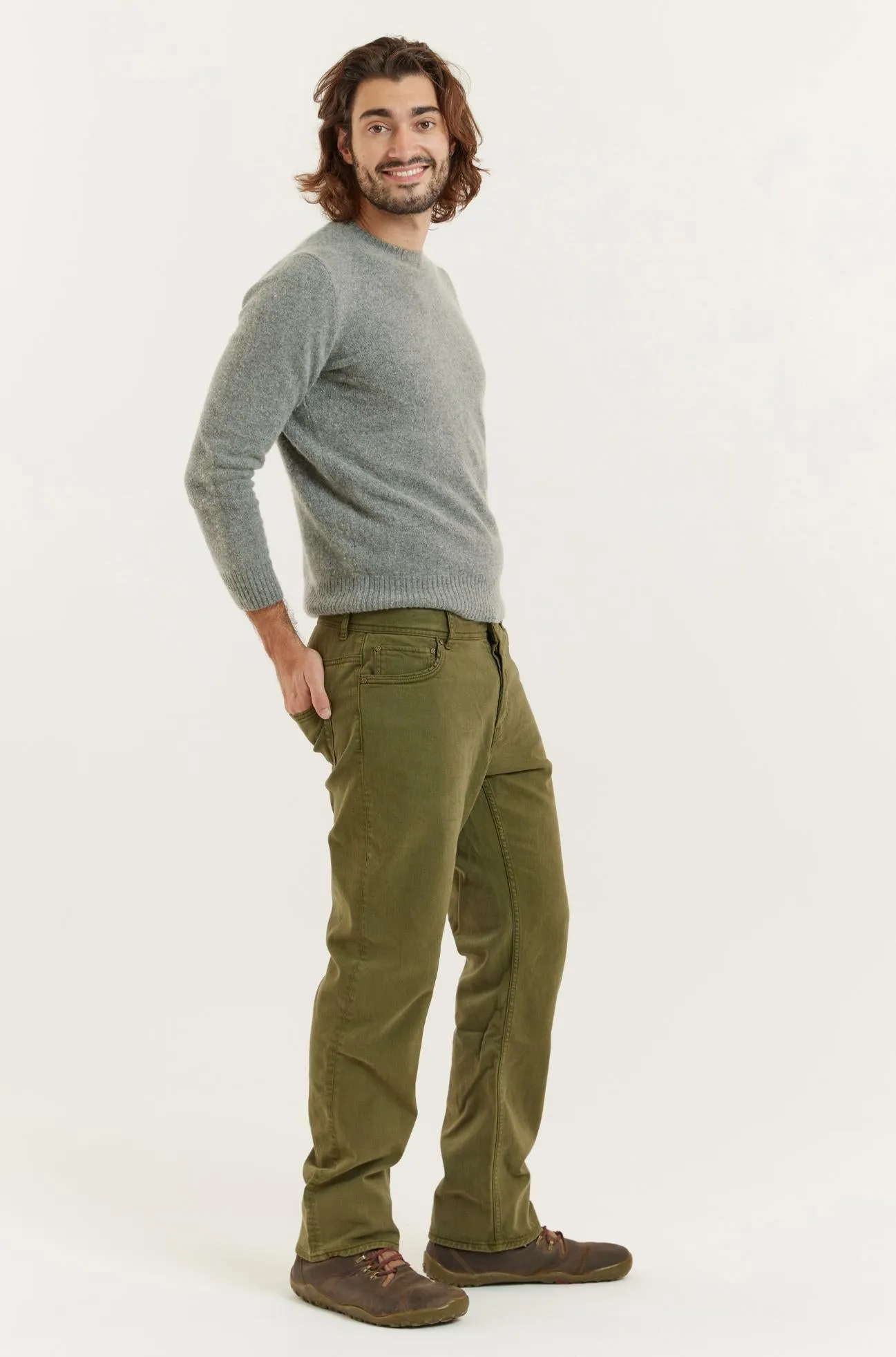 Olive Recycled Wood Twill Satch Classic American Jeans