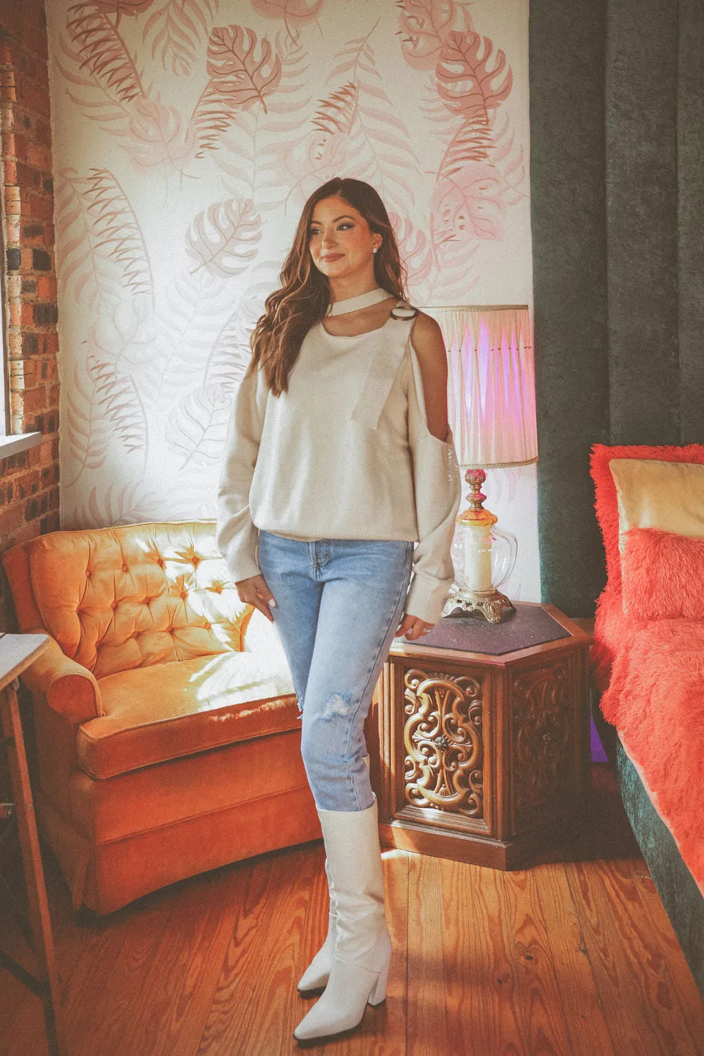 One Shoulder Buckle Sweater