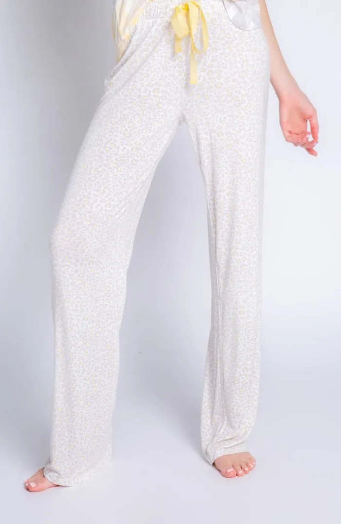 Pale Yellow/Grey Animal Print PJ Set | Racerback Tank With Matching Pant