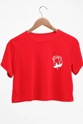 Pocket Rose Graphic Printed Red Crop Top