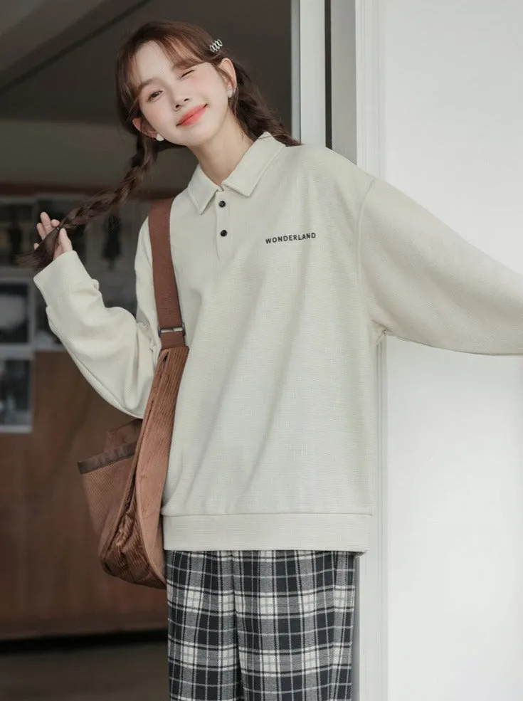 Polo Tops Loose Casual