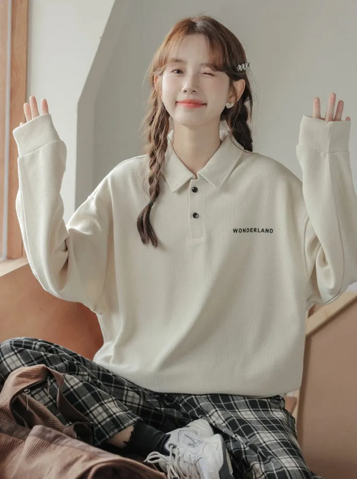 Polo Tops Loose Casual