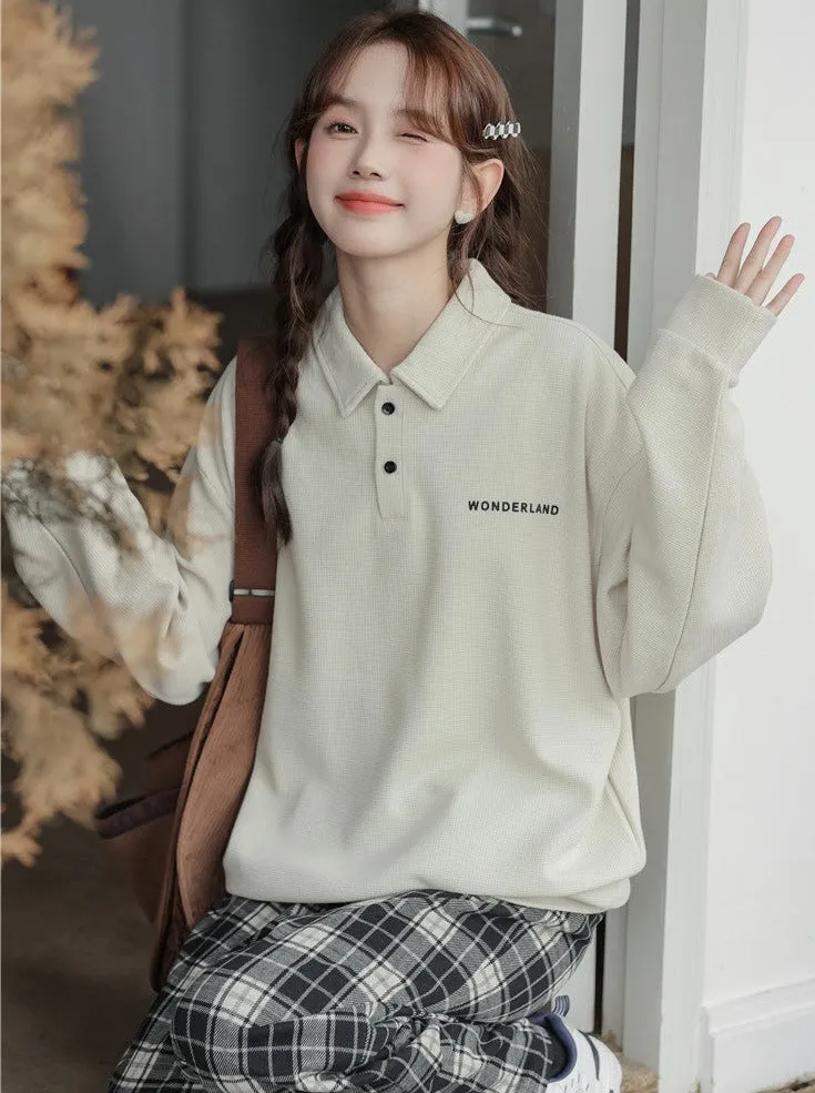 Polo Tops Loose Casual