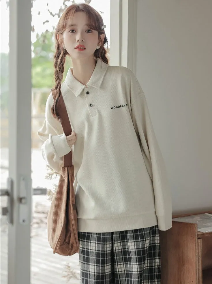 Polo Tops Loose Casual