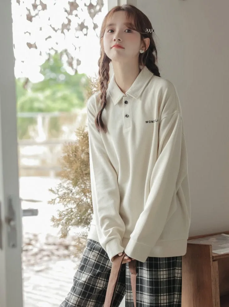Polo Tops Loose Casual