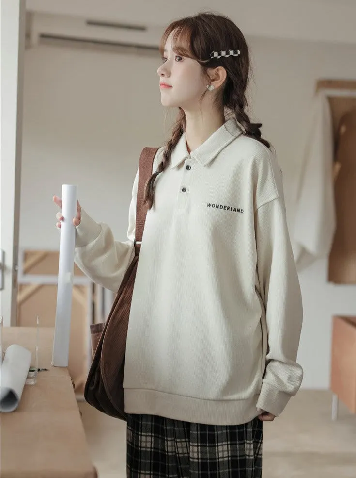 Polo Tops Loose Casual