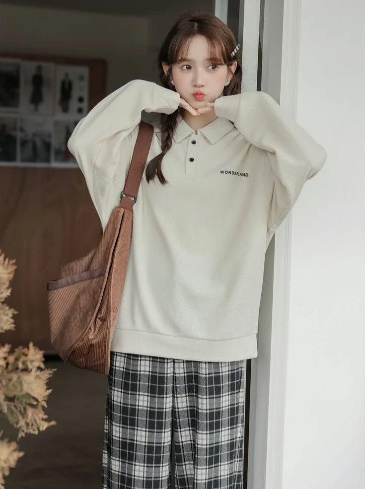Polo Tops Loose Casual