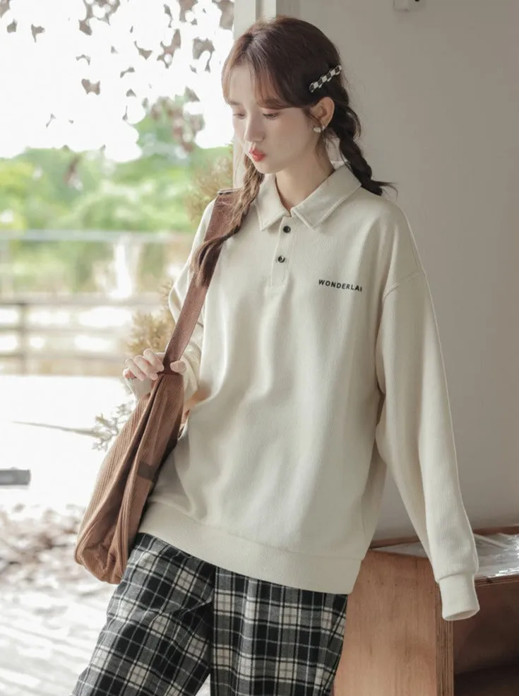 Polo Tops Loose Casual