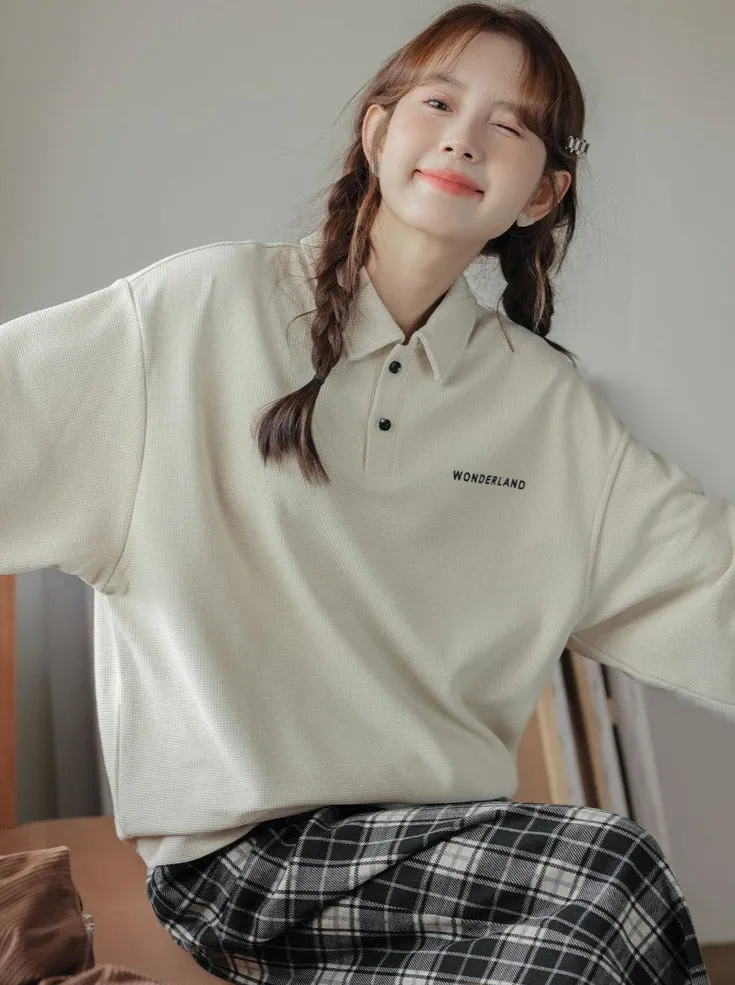 Polo Tops Loose Casual